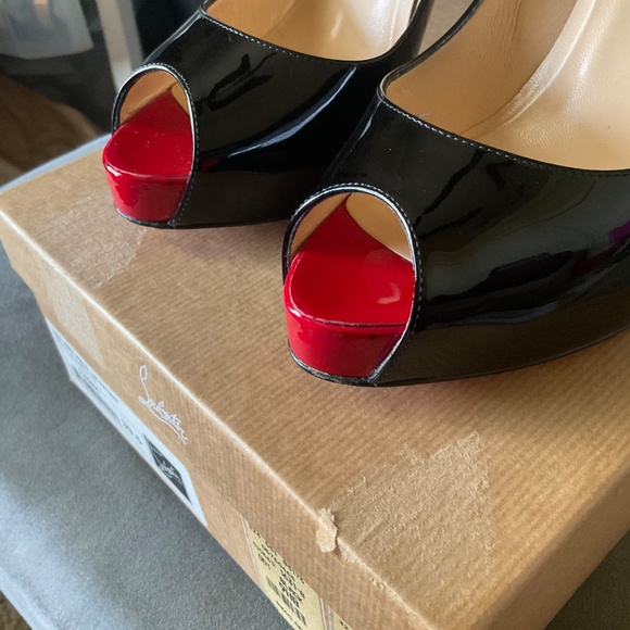 Christian Louboutin Black Patent New Very Privé Pumps 120mm Red Toe Size 39.5 - Picture 4 of 12